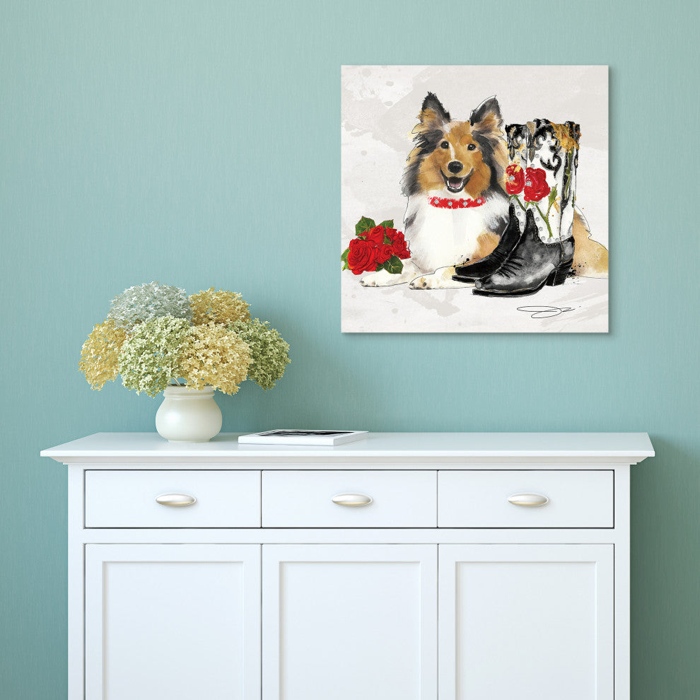 "Collie" Dog Wall Art Graphic Print Frameless Free Floating Tempered Glass Panel