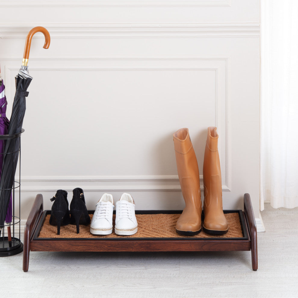Single-Tier Brown Stand With 3-Pair Rubber Boot Tray Arrowhead
