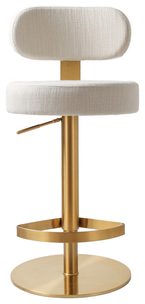 Primrose Cream Textured Performance Fabric Adjustable Stool