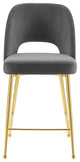 Counter Stool Chair, Velvet, Metal, Dark Gray, Modern, Bar Pub Cafe Bistro
