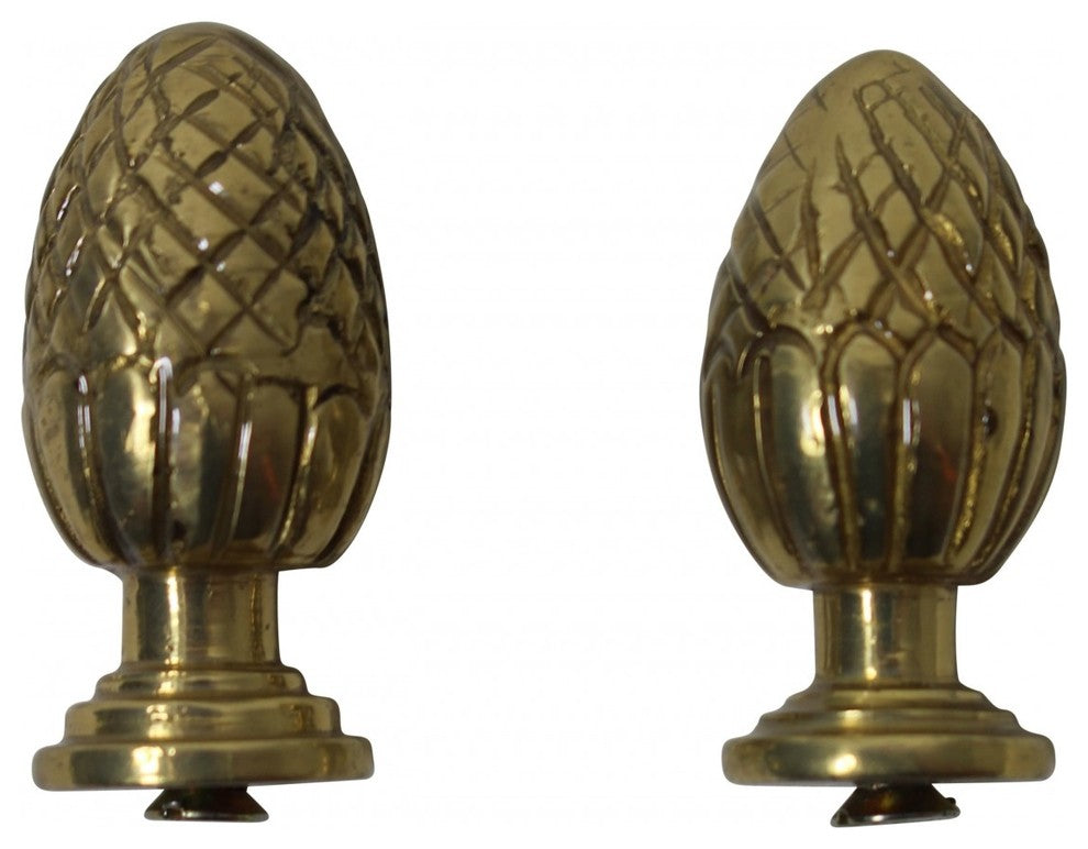 Renovators Supply Brass Stair Carpet Rod Ball Finial Tip Pair Pineapple design