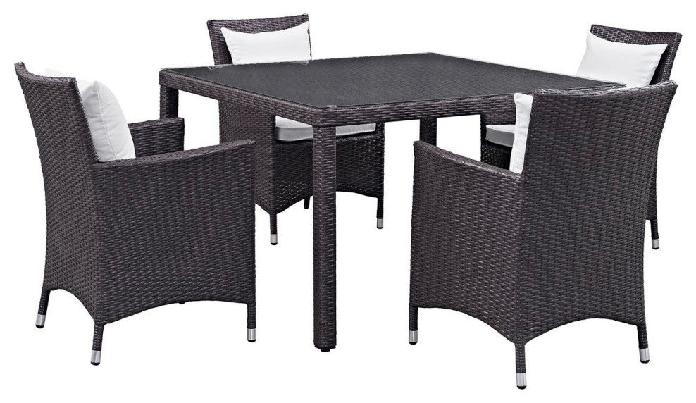 Espresso White Convene 5-Piece Outdoor Patio Dining Set