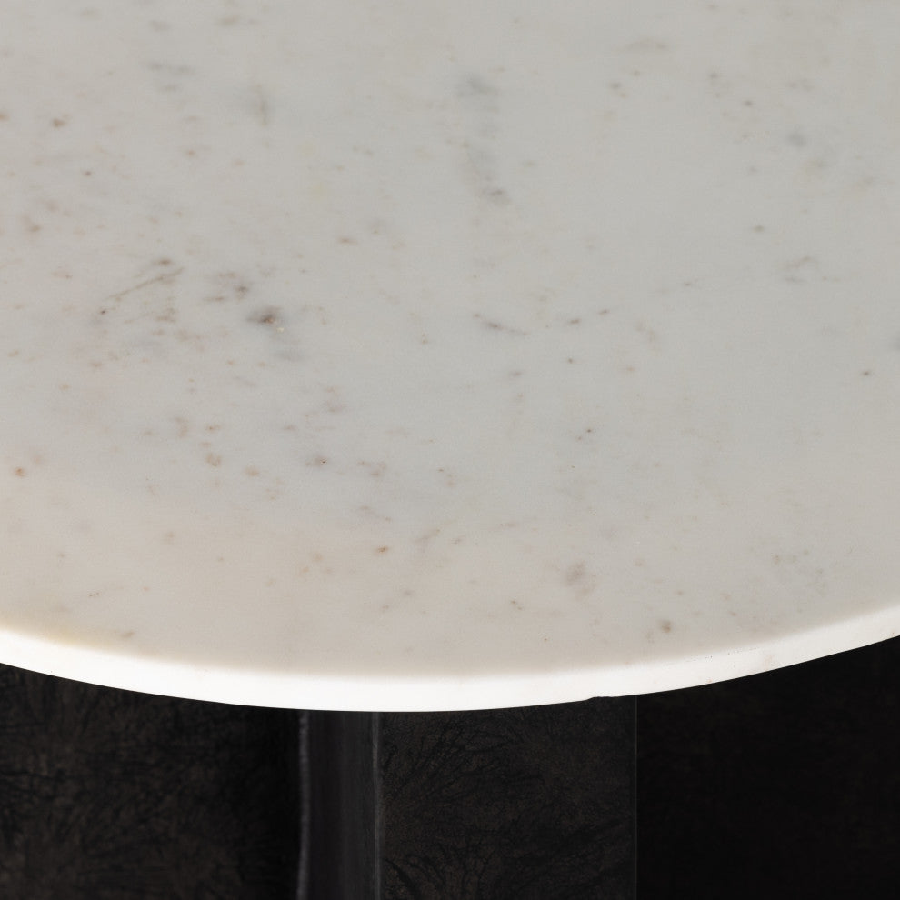 Terrell Round End Table-Plsh White