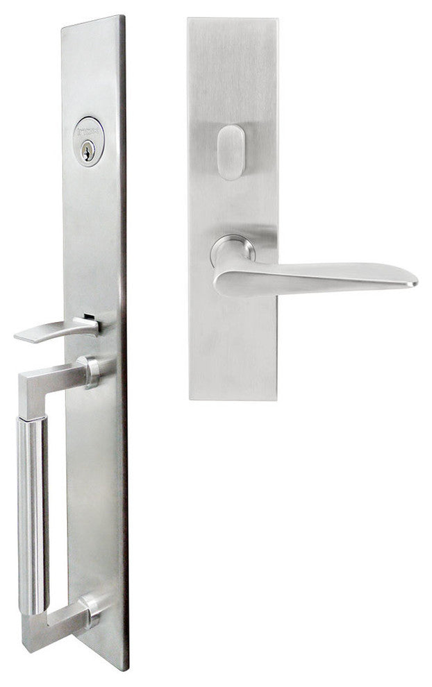 Ecco Lever, Mortise Entry Handleset, Left Hand Reverse, Satin Stainless Steel