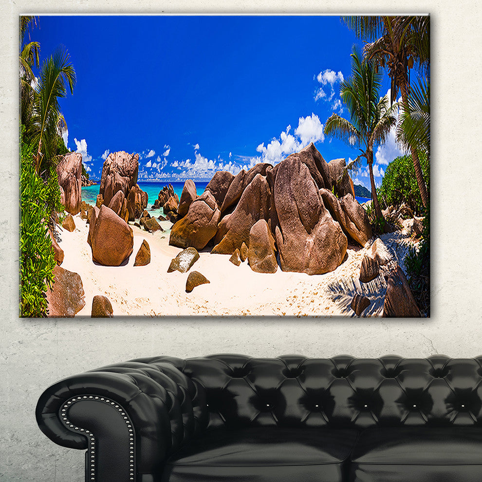 "Rocky Tropical Beach Panorama" Canvas Print