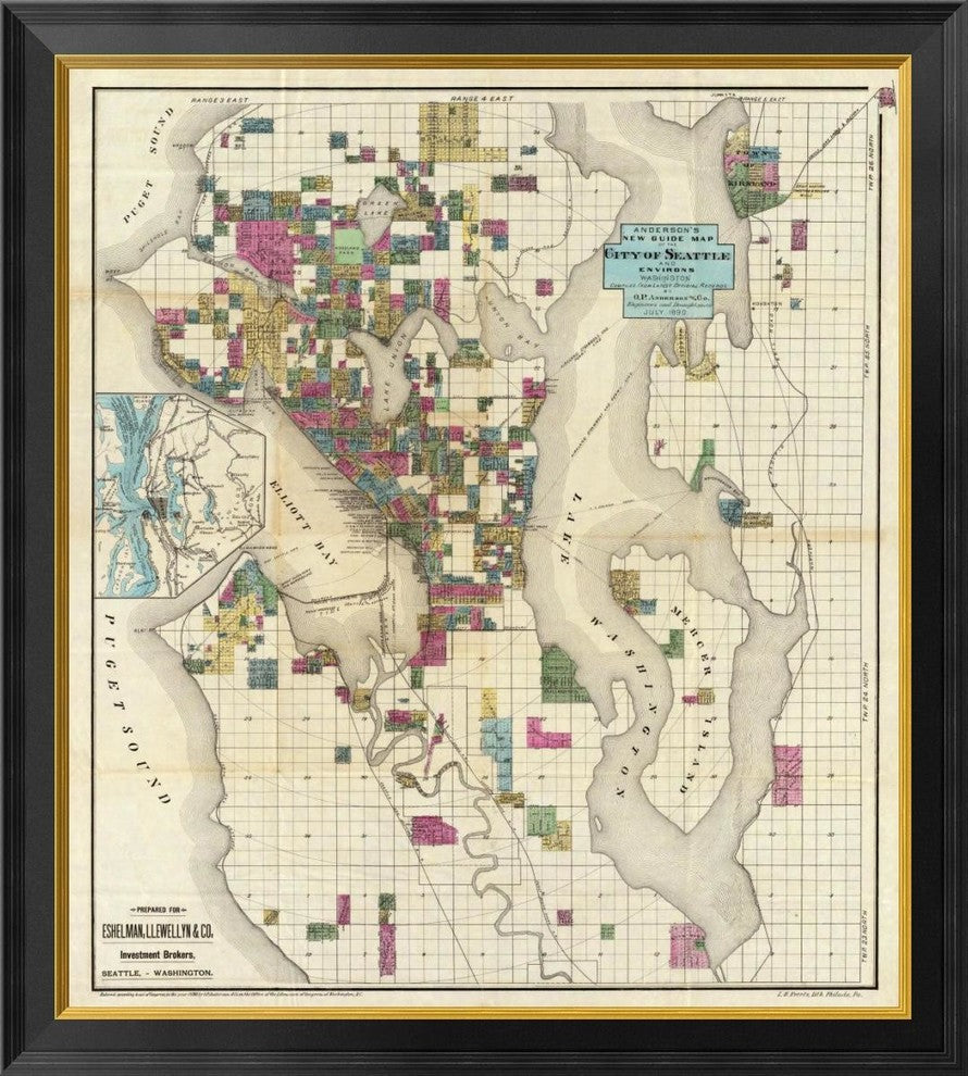"City of Seattle and Environs, 1890"  by O.P. Anderson, 31x34"