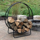 Sunnydaze Log Rack 48" Black Steel Indoor Outdoor Log Hoop Firewood Storage