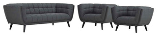 Bestow 3 Piece Upholstered Fabric Sofa And Armchair Set