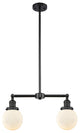 2-Light Beacon 23" Chandelier, Matte Black, Shade: Gloss White