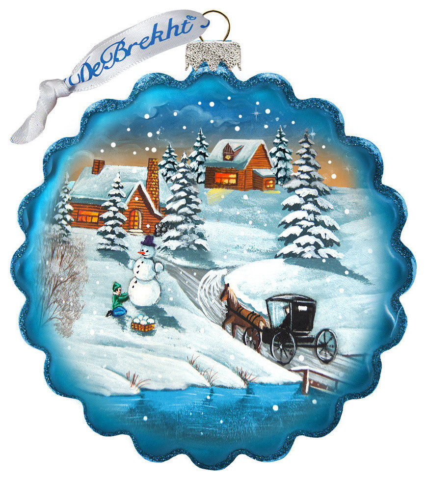 Vintage Village Wreath  Ornament