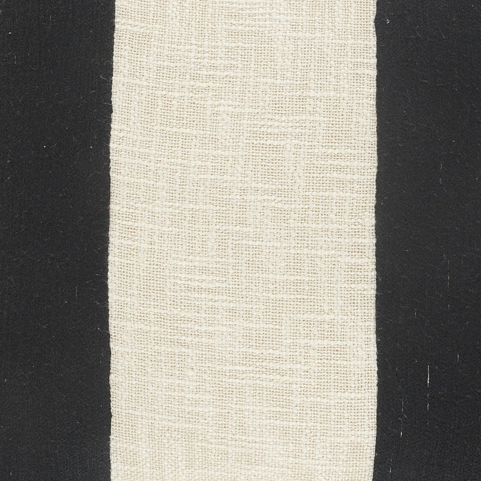 Tri-Stripe Black and Ivory Fringe Pillow