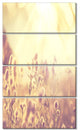 Flowers in Mountain Meadow At Sunset, Flower Canvas Wall Art, 28"x48", 4 Panels