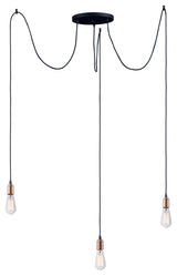 Maxim Lighting Early Electric 3-Light Pendant, Black/Antique Brass