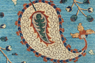 Fine Chobi Nazim Light Blue/Rust Rug, 9'x12'