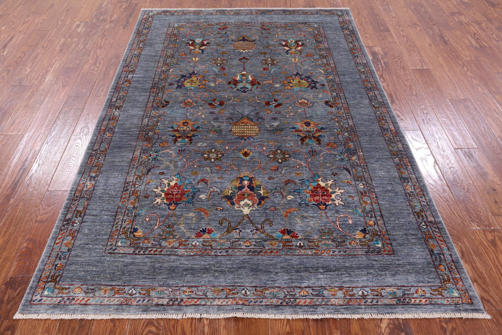 5' 6" X 8' 1" Persian Tabriz Hand-Knotted Wool Rug Q9844