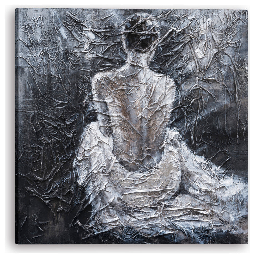 "A Lonely Night" Hand Painted Canvas Art, 40"x40" - Wrapped Canvas Painting