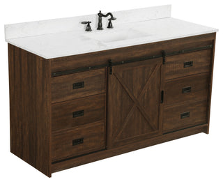 Rafter 60" Bathroom Vanity, Rustic Brown