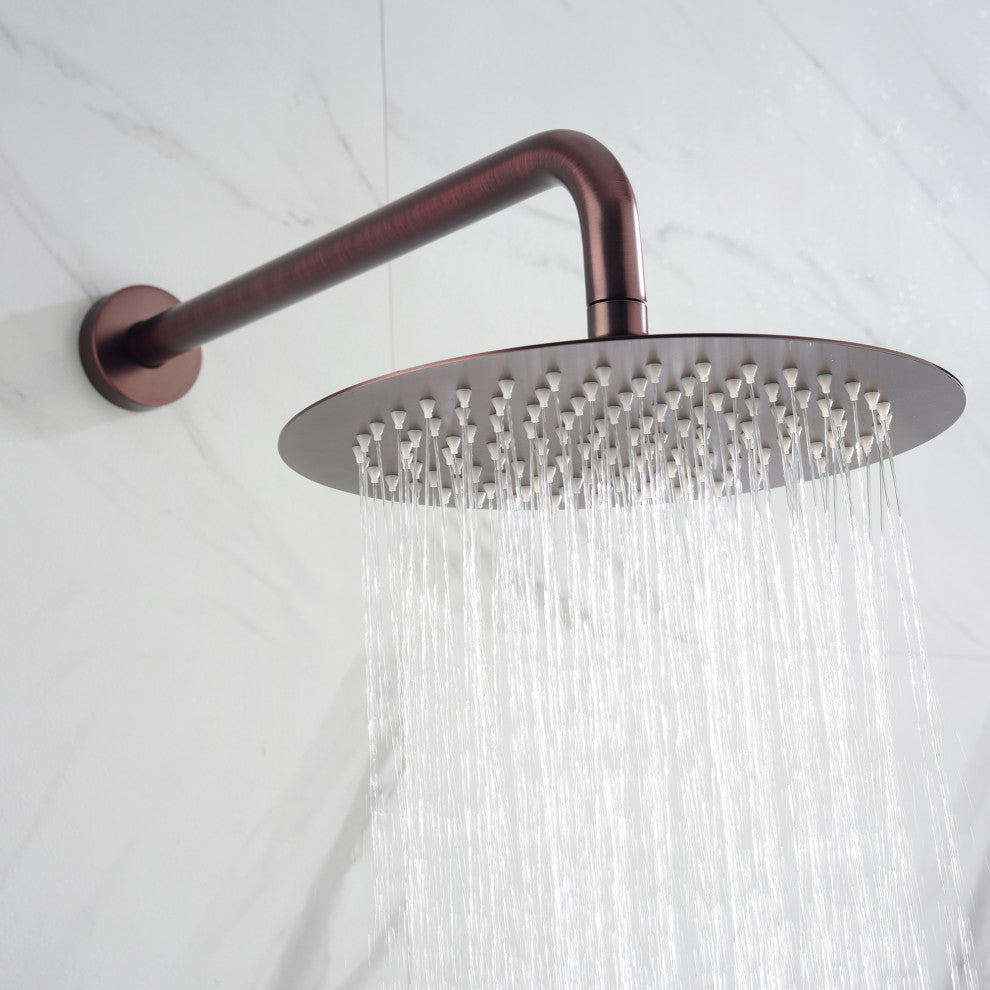 Wall Mount Shower Faucet With Rough-In Valve, Brown