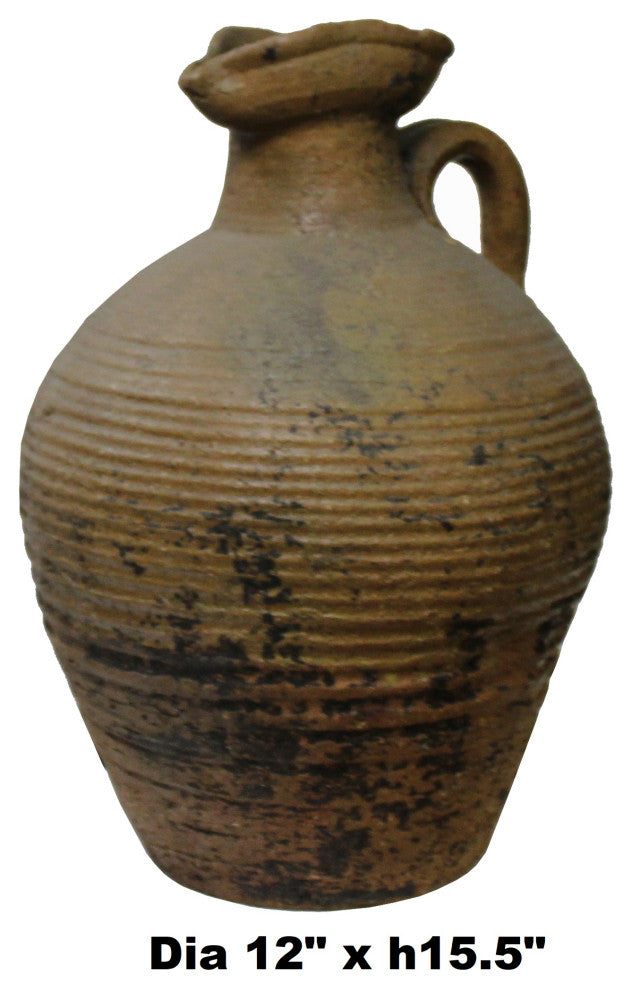 Ceramic Rough Light Brown Rust Dimensional Marks Vase Jar Hws1370