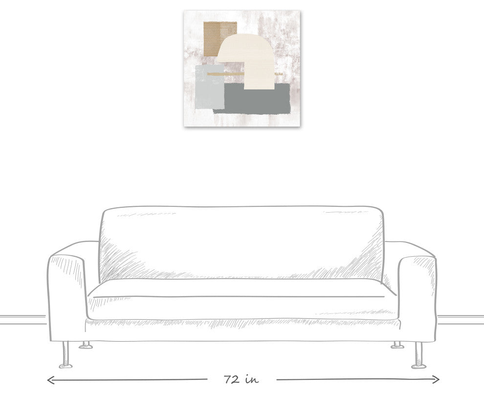 Abstract Neutral Shapes 24x24 Canvas Wall Art