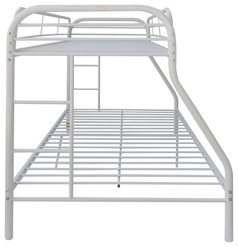 78"x54"x60" Twin Over Full White Metal Tube Bunk Bed