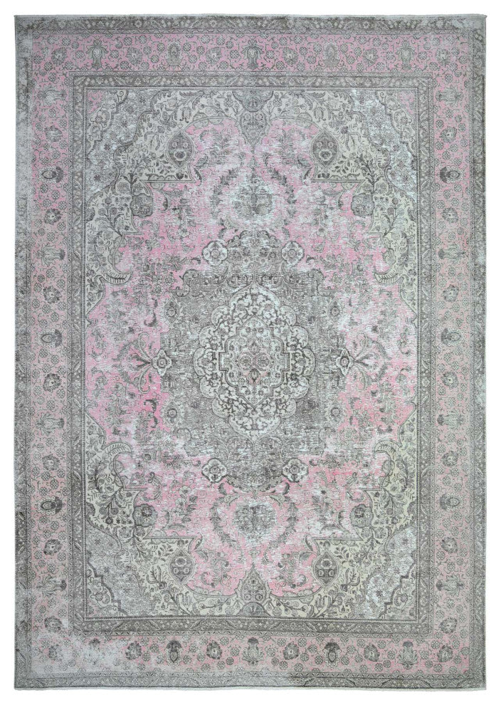 Blush Pink Vintage Tebraz Wool Hand Knotted Oversized Oriental Rug 11'3"x15'9"