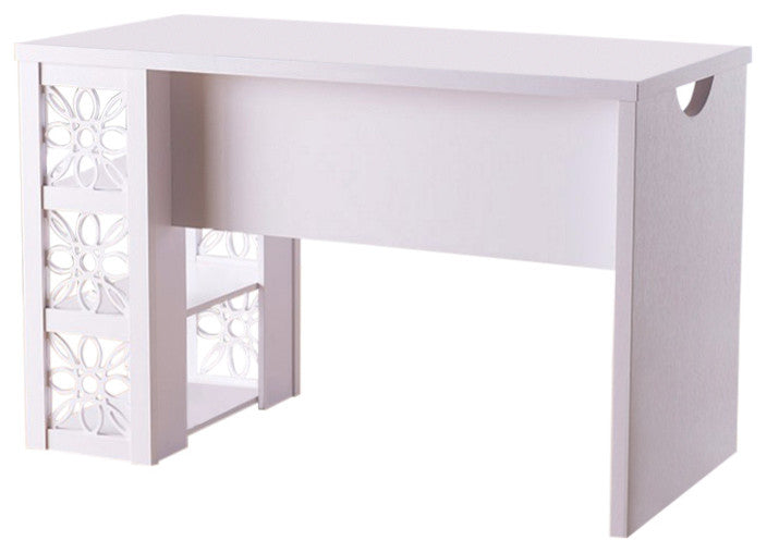 Writing/ Computer Desk With Floral Design, White