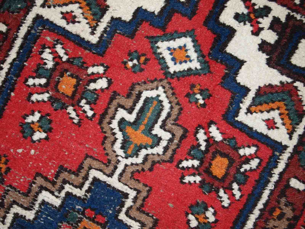 Handmade Vintage Persian Hamadan Rug, 2.4'x4.6', 75cmx141cm 1970s