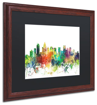 Marlene Watson 'Charlotte NC Skyline SP' Art, Wood Frame, Black Matte, 20"x16"