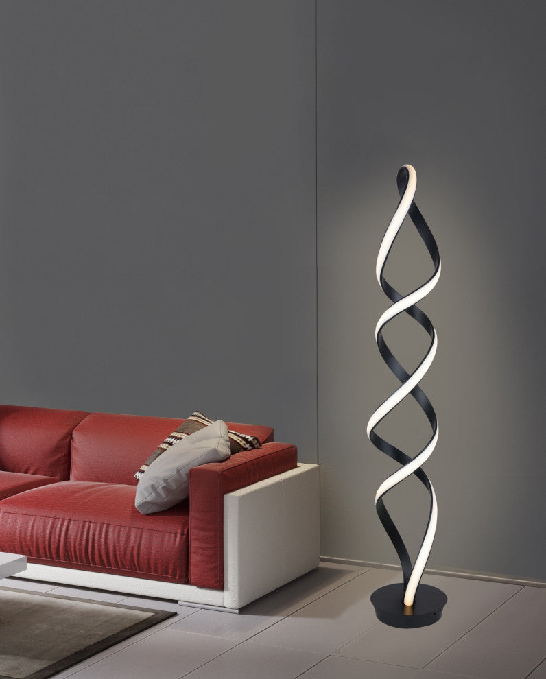 Unique Modern LED Floor Lamp, 63", Matte Black