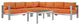 Silver Orange Shore 6 Piece Outdoor Patio Aluminum Sectional Sofa Set