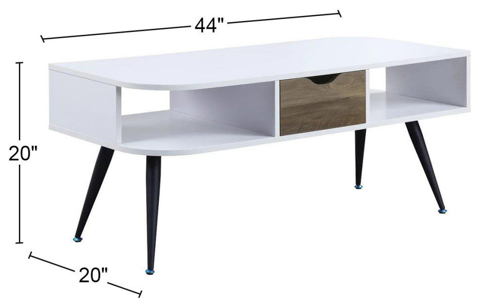 Coffee Table, White and Black Finish