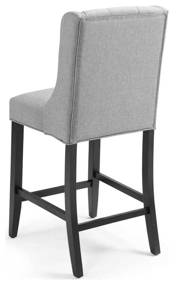 Counter Stool Chair, Set of 2, Fabric, Wood, Gray, Modern, Bar Pub Bistro