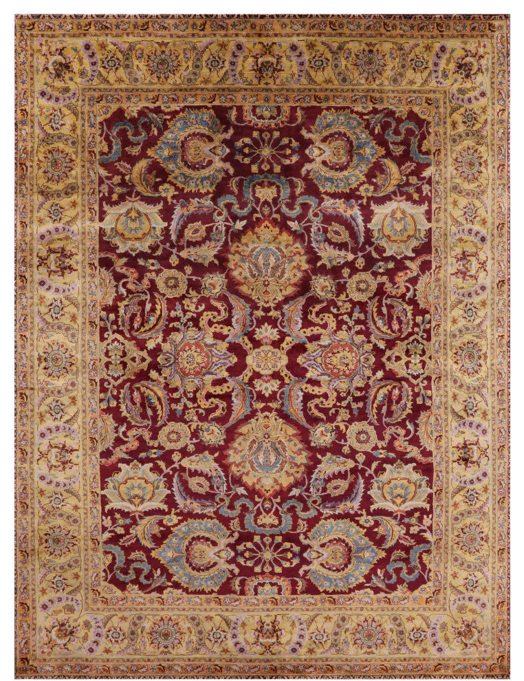 Hand-Knotted Persian Tabriz Wool Rug 9' 1" X 11' 11" Q9029