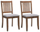 Set of 2 Slat Back Cushioned Seat Wood Chairs, Walnut