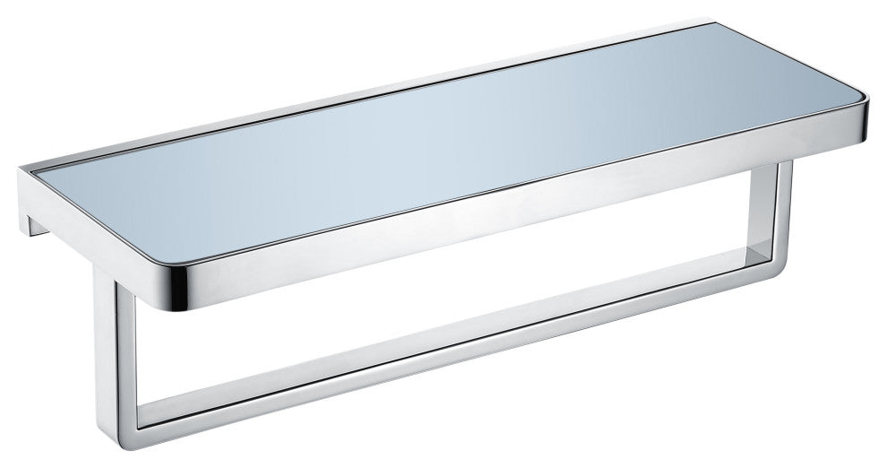 Bagno Bianca St. Steel Wh. Glass Shelf, Towel Bar Chrome