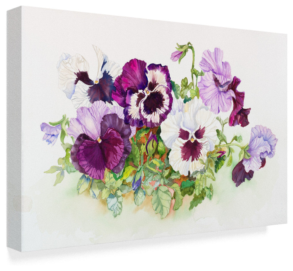 Joanne Porter 'White And Purple Pansies' Canvas Art, 47"x30"