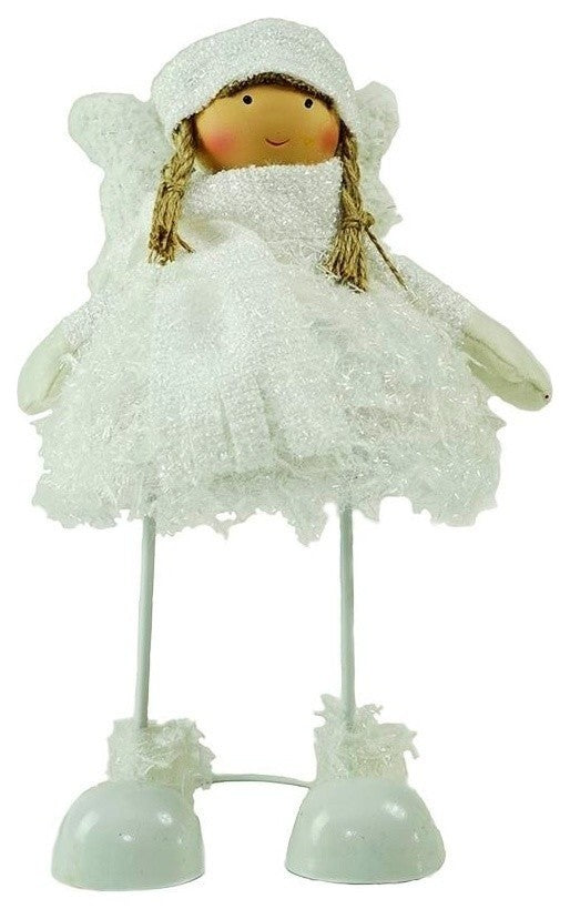 24" Snowy Woodlands Plush White Angel Bobble Girl Christmas Figure