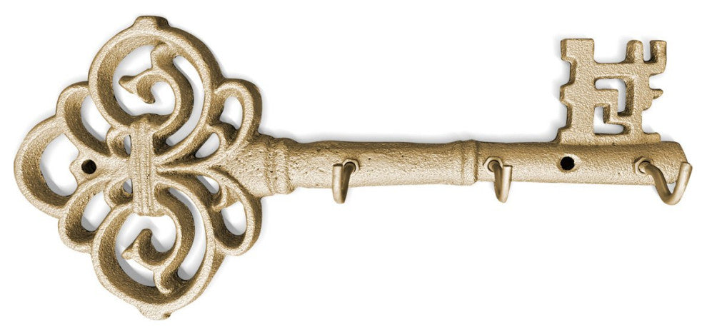 Gold Skeleton Key Wall Hooks, 10"