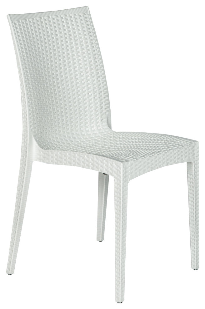 LeisureMod Mace Mid-Century 7-Piece Rectangular Outdoor Dining Set, White