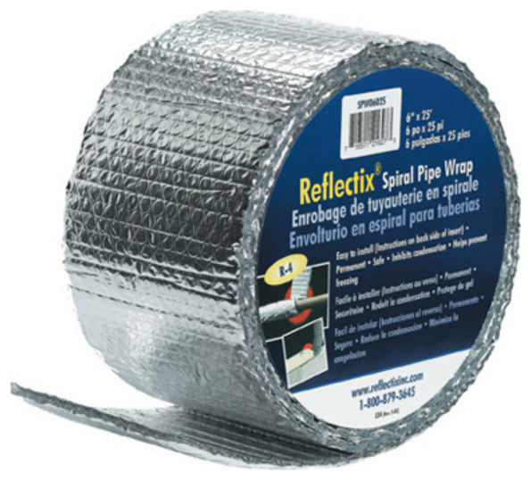ReflectixÂ® SPW0602508 Spiral Pipe Wrap Insulation, R-2.0, 6" x 25''