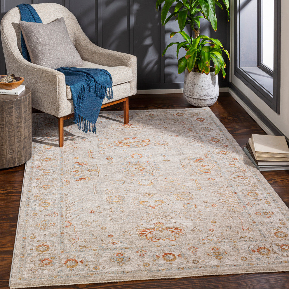 Avant Garde AVT-2319 Traditional Rust/Gray 5'3" Round Area Rug