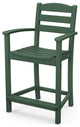 Polywood La Casa Cafe Counter Arm Chair, Green