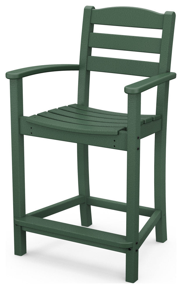 Polywood La Casa Cafe Counter Arm Chair, Green