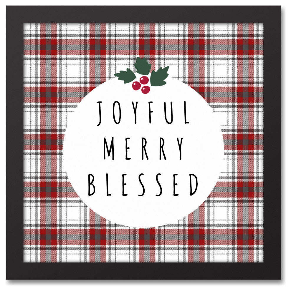 Joyful Merry Blessed 13.73x13.73 Black Framed Canvas