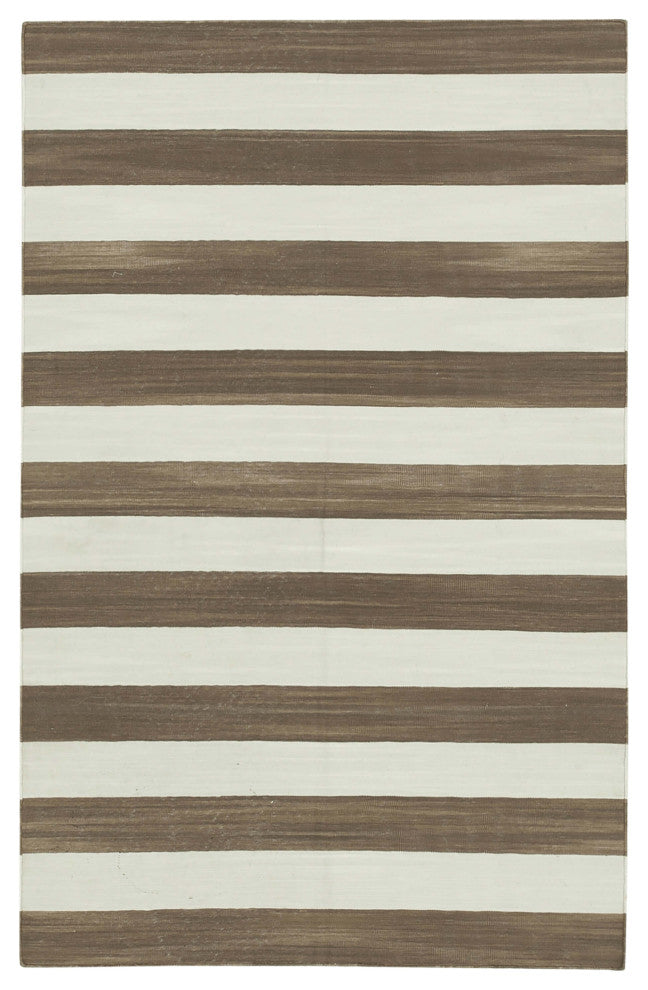 Rug N Carpet - Handmade Wool 3' 6'' x 5' 5'' Geometric Dhurrie Kilim Rug