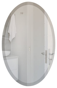 Oval Beveled Frameless Mirror, 18"x24"