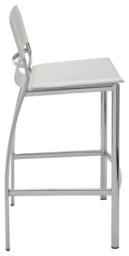 Lisbon Leather Counter Stool by Nuevo, White Leather
