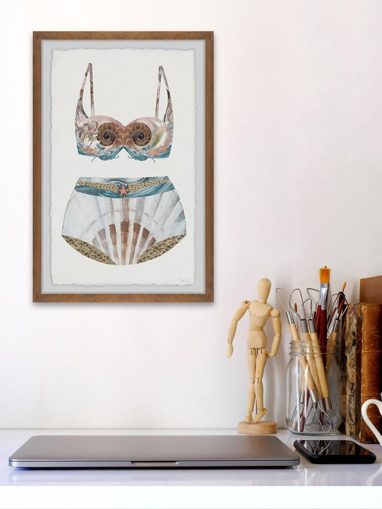 "Seashell Swimsuit" Framed Painting Print, 12"x18"