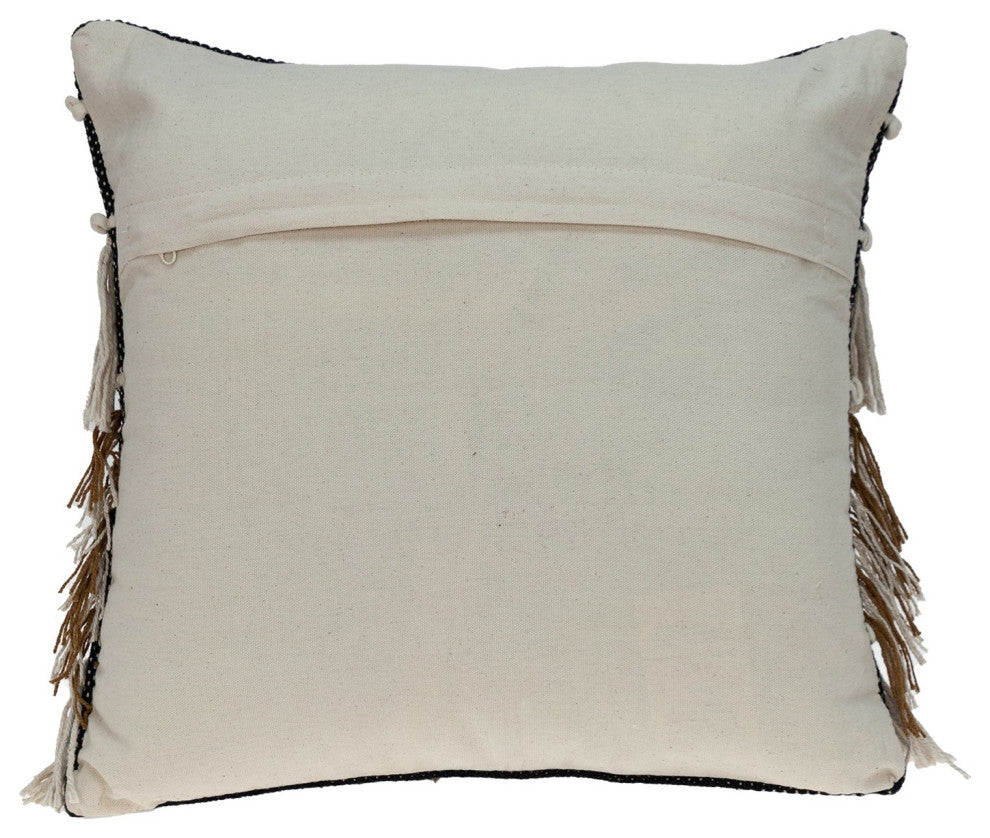 Black and Ivory Textured Throw Pillow
